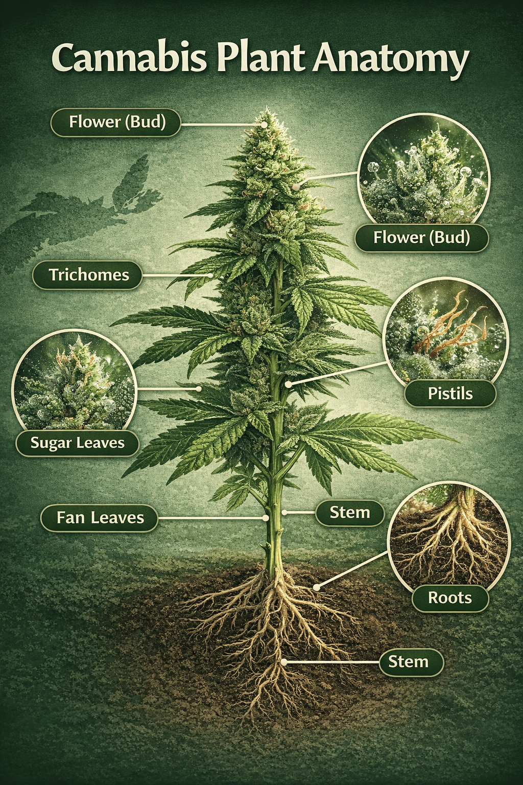 Cannabis plant anatomy breakdown