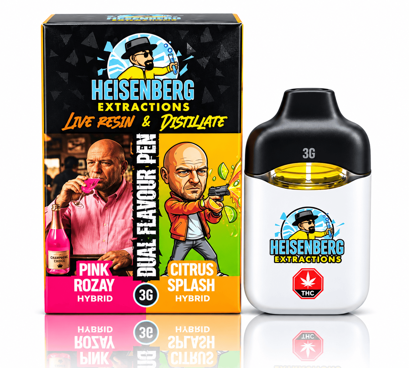 Heisenberg Dual-Flavour-3g Heisenberg 3g Vape (1.5g Live Resin / 1.5g Distillate) 2 Flavours! - Image 1